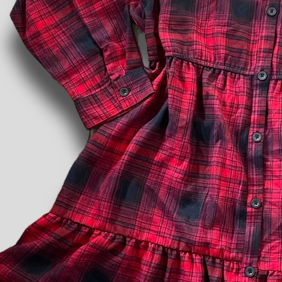 PRIMARK NWT TIERED 90s GRUNGE VIBES PLAID FLANNEL DRESS RED - 12 - Picture 5 of 11